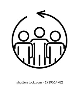 Human teamwork flat icon. Pictogram for web. Line stroke. Isolated on white background. Vector eps10. Business family concept