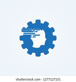 Human Tech with Gear icons templates, vector logo technology for business corporate, elements, illustration