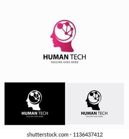 Human Tech Logo, Human Head Logo, Networking Logo Design Conncept