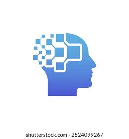 Human technology or human digital, head tech icon symbol, robot tech logo design