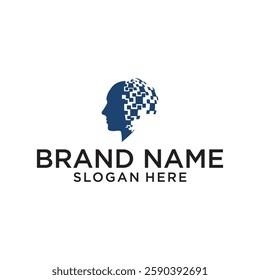 Human technology or human digital, head tech icon symbol, robot tech logo design
