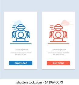 Human, Technology, Robotic, Robot  Blue and Red Download and Buy Now web Widget Card Template