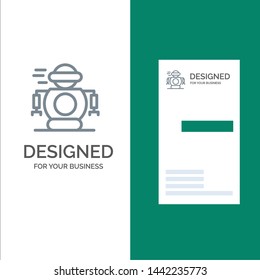 Human, Technology, Robotic, Robot Grey Logo Design and Business Card Template