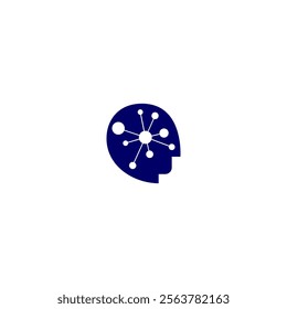 Human technology or smart human digital logo, head tech icon symbol, artificial