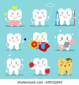 Human Teeth Characters vector illustration in flat style