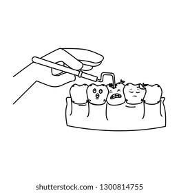 human teeth with dentist hand and drill