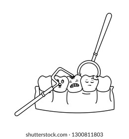 human teeth with dentist tools
