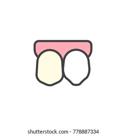 Human teeth filled outline icon, line vector sign, linear colorful pictogram isolated on white. Dental care symbol, logo illustration. Pixel perfect vector graphics