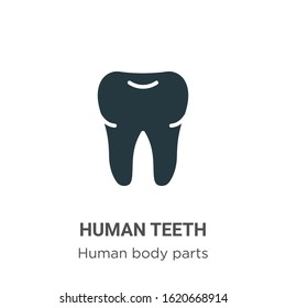 Human teeth glyph icon vector on white background. Flat vector human teeth icon symbol sign from modern human body parts collection for mobile concept and web apps design.