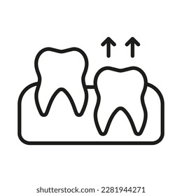 Symbol der menschlichen Zähne-Wachstumslinie Baby Zähne Eruption Linear Piktogramm. Primärmilch-Teething-Prozess. Dentistry Outline Symbol. Zahnbehandlung Zeichen. Bearbeitbarer Stroke. Einzelne Vektorgrafik.