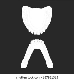Human teeth, human jaw, the location of teeth in humans. Flat design, vector illustration.
