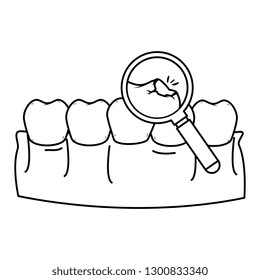 human teeth with magnifying glass