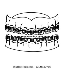 human teeth with orthodontics