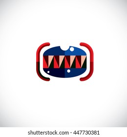 Human teeth vector illustration, parts of persons face. Graphic element made in modernistic style, anger emotion expression.