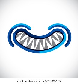 Human teeth vector illustration, parts of persons face. Graphic element made in modernistic style, anger emotion expression.