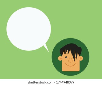 human and text cloud in circle. vector illustration. text your message.