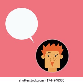 human and text cloud in circle. vector illustration. text your message.