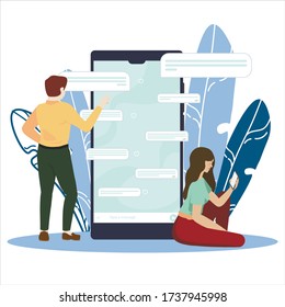 Human  texting message. Online chatting. Colorful illustration