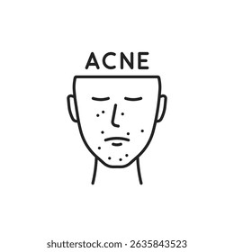 face de linha fina humana com acne ou dermatite. tendência de contorno simples moderna derme espinha logotipo gráfico elemento isolado no branco. conceito de dermatologia problema de pele ou pictograma de cuidados da pele