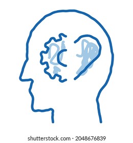 human think about heart health sketch icon vector. Hand drawn blue doodle line art human think about heart health sign. isolated symbol illustration