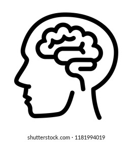 Human think brain icon. Outline human think brain vector icon for web design isolated on white background