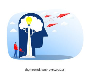 human think growth idea Flat design for business financial marketing banking advertising commercial vector concept