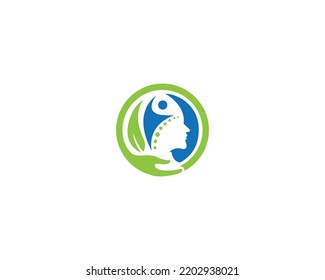 Human Think Health And Psychology Creative Human Face Nature Logo Design Vector Template.