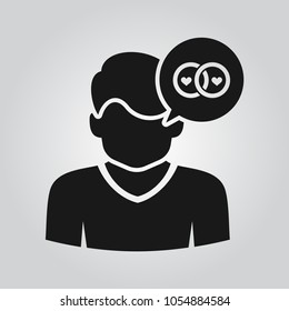 Human thinking about marriage icon