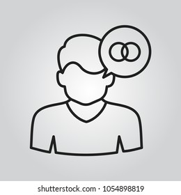 Human thinking about marriage icon