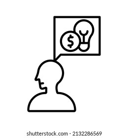 it's a human thinking icon using outline style