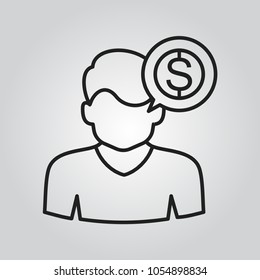 Human thinking money icon