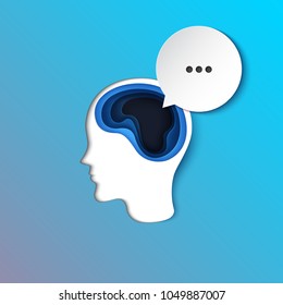 Human thinking of quote with speech bubble business concept paper art style.Vector illustration.