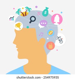 Human thoughts abstract vector illustration, flat style