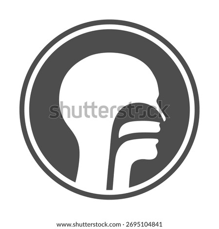Human throat graphic icon. Throat on silhouette man in the circle isolated sign on white background. Vector illustration