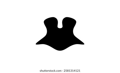 human Throat symbol, Black Isolated Silhouette