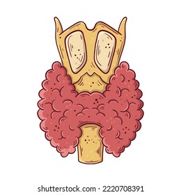 Human thyroid gland hand drawn cartoon simple vector illustration. Medicine and anatomy.