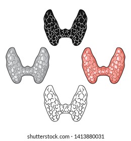 Human thyroid icon in cartoon,black style isolated on white background. Human organs symbol stock vector illustration.