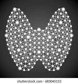 Human Thyroid Isolated On A Black Background. Vector Illustration.Endocrinology. Creative Medical Concept