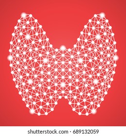 Human Thyroid Isolated On A Red Background. Vector Illustration.Endocrinology. Creative Medical Concept