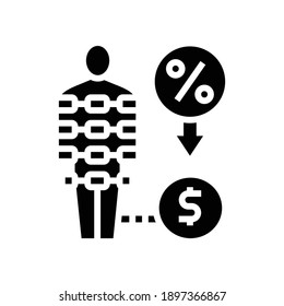 human tied to loan glyph icon vector. human tied to loan sign. isolated contour symbol black illustration