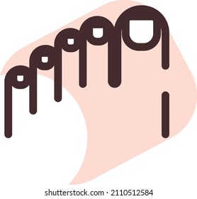 Human toes, illustration, vector on a white background.