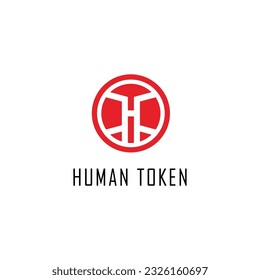 Human Token Crypto Symbol Logo Red Sign Technology Icon Design