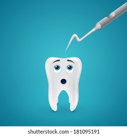 human tooth afraid metal dental probe