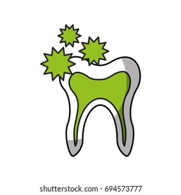 Human tooth with bacterium