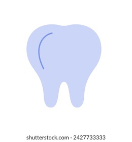 Human tooth, blue healthy molar simple model with roots and crown vector illustration