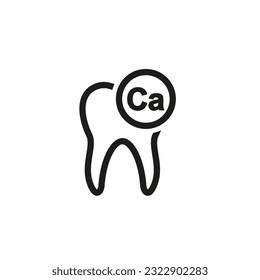 Human tooth and calcium vitamin icon.