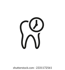 Human tooth and clock icon.