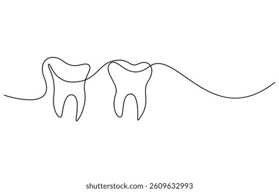 human Tooth continuous one line drawing