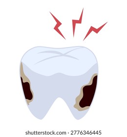 Human tooth decay with cavity and dental caries illustration