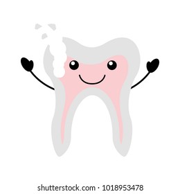 Human tooth with decay kawaii character